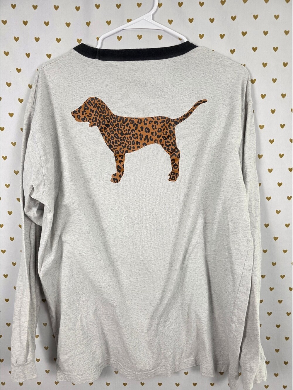 Victorias Secret PINK Leopard Cheetah Dog Long Sleeve tee shirt XL
